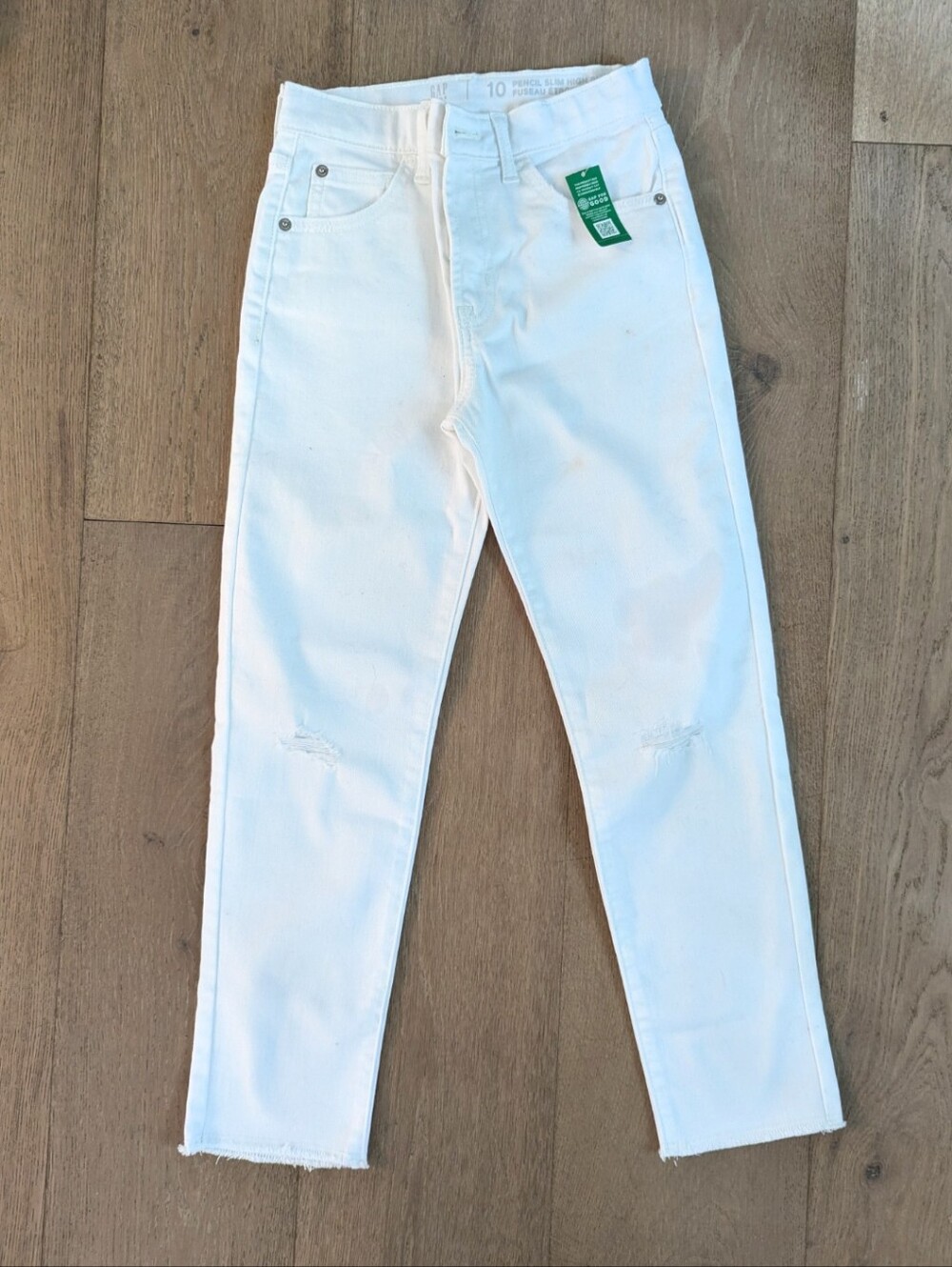 GAP White High-Rise Slim Distressed Jeans, Girls Size 10 NWT